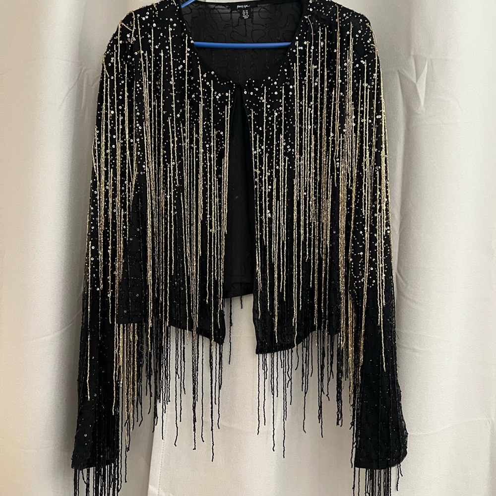 Nasty Gal Black Sheer Embroidered Top